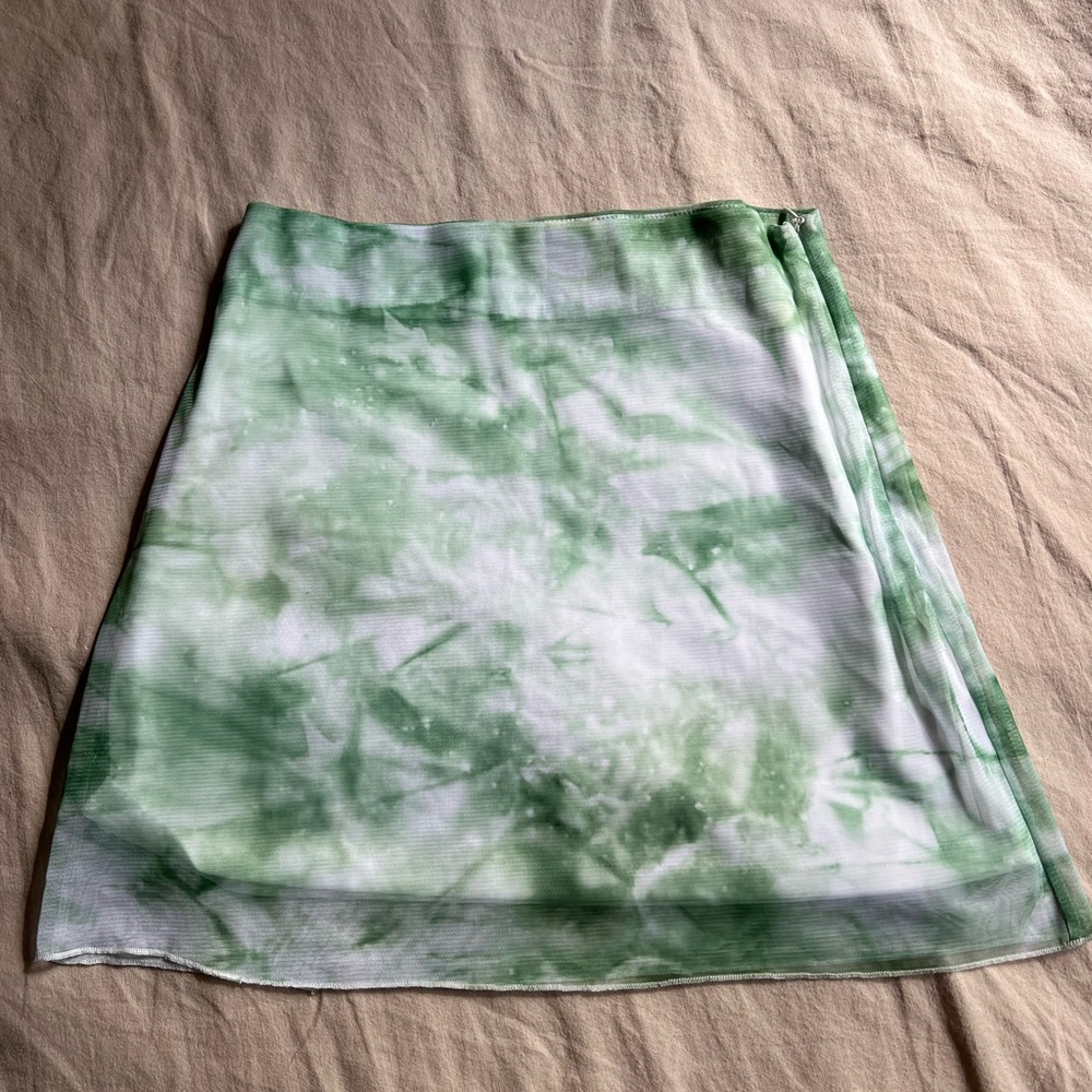 Jade green and White Tie-Dye Skirt